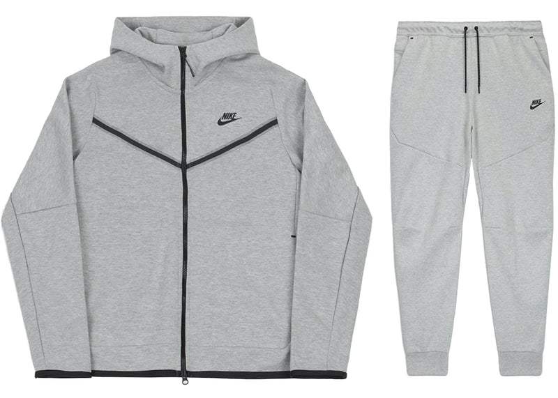 Nike Sportswear Tech Fleece Full-Zip Hoodie & Joggers Set Dark Heather Grey/Black