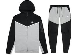 Nike Sportswear Tech Fleece Windrunner Full Zip Hoodie & Joggers Set Dark Grey Heather/Black/White